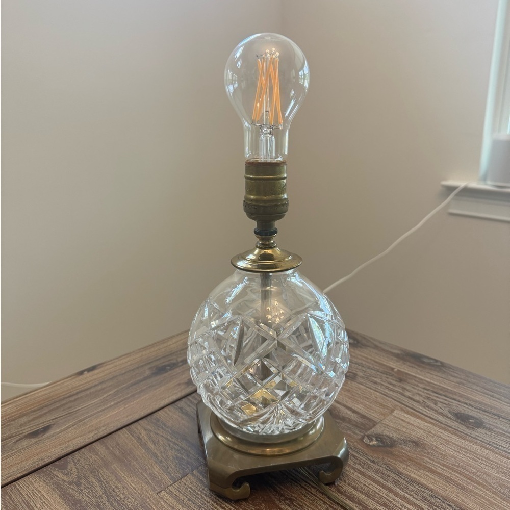 Mid-century Waterford Lismore crystal table lamp.